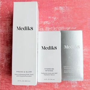 Medik8 Skincare Set with Exfoliating Tonic, Hydration Serum, and Ceramide Cream